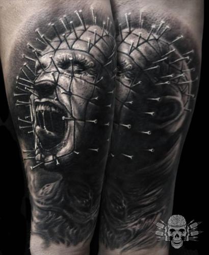 Realistic-Black-Pinhead-Tattoo-By-TattooedTheory